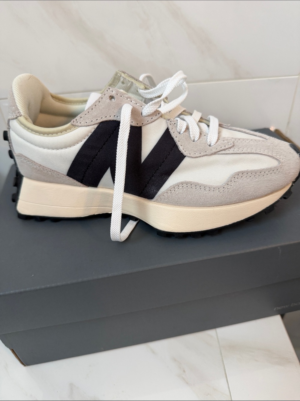 New Balance White, Gray & Black Retro Runner